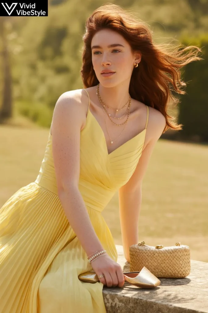 Accessories that perfectly complement butter yellow summer dresses for a chic summer look