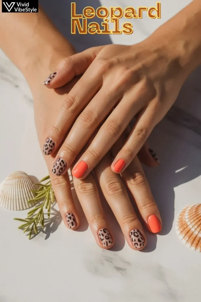 Comparison of DIY vs professional Summer Leopard Print Nails showing chic results for both