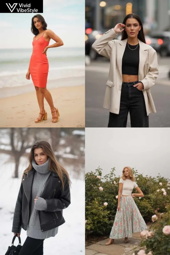 Seasonal style ideas for curvy plus size baddie outfits from summer to winter