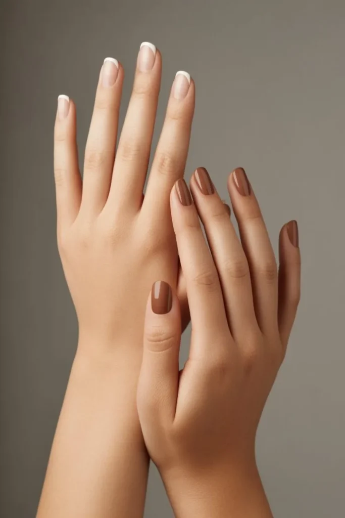 Chocolate Brown French Tips