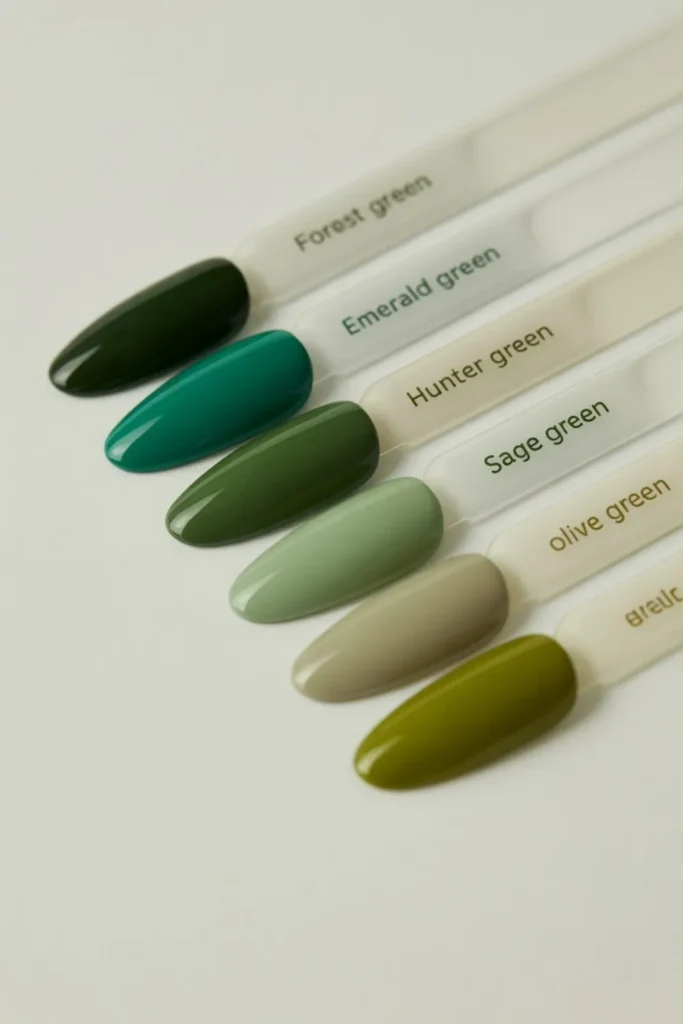 Dark Green Almond Nails