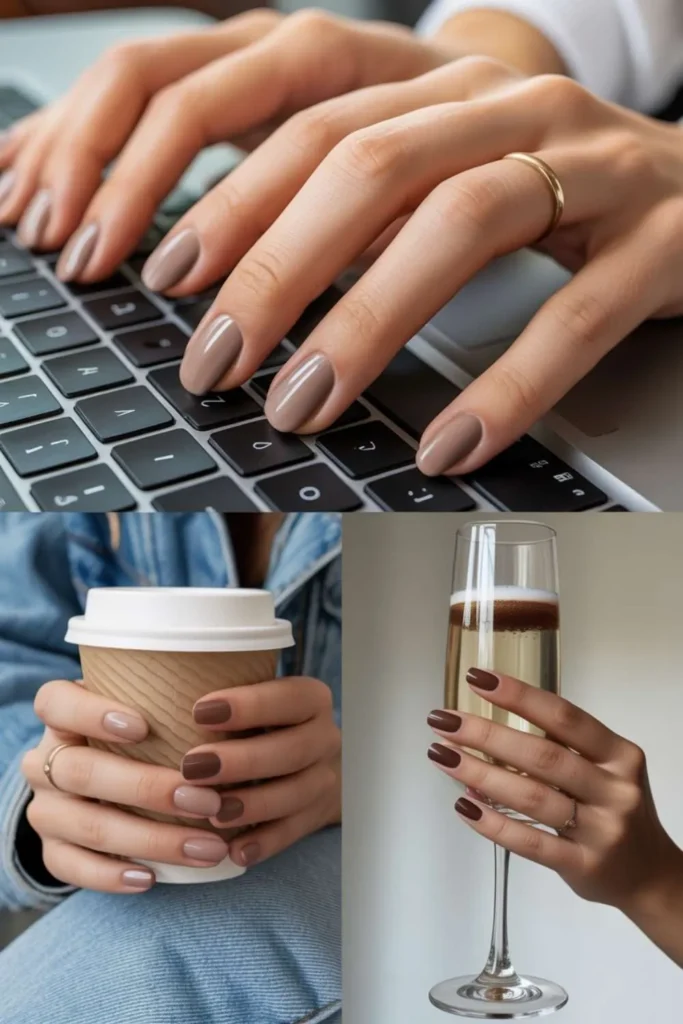 Chocolate Brown French Tips