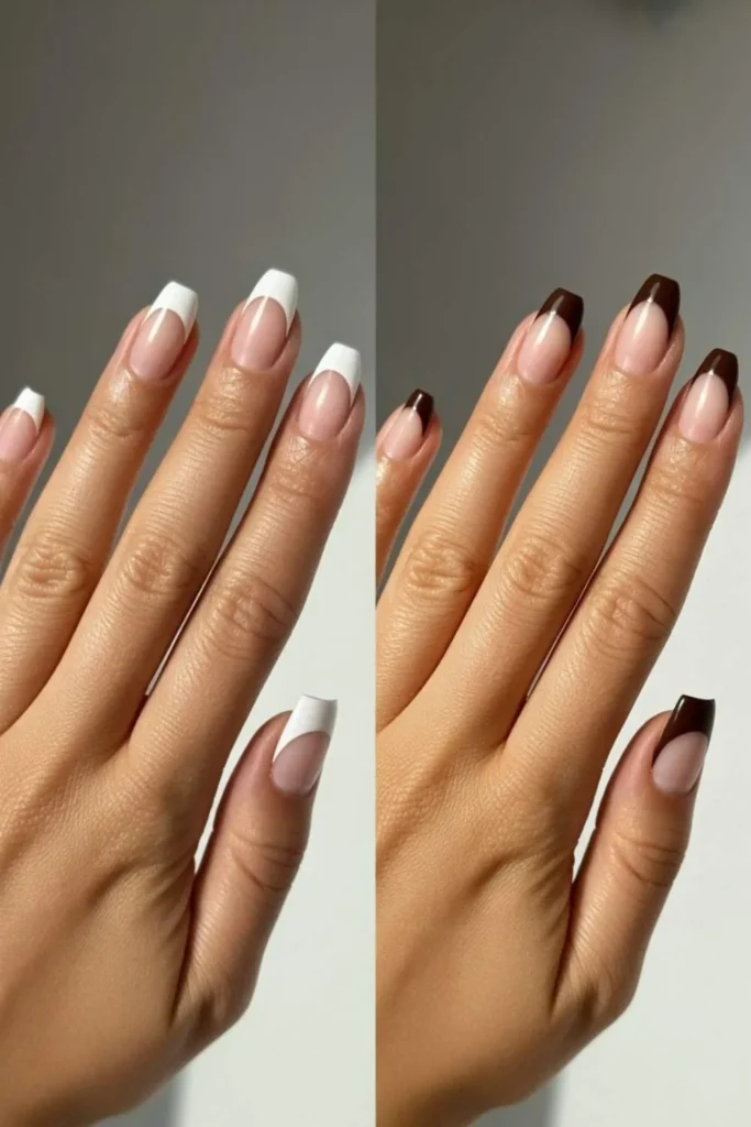 Chocolate Brown French Tips