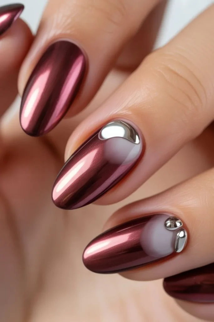 Almond-shaped fall nails