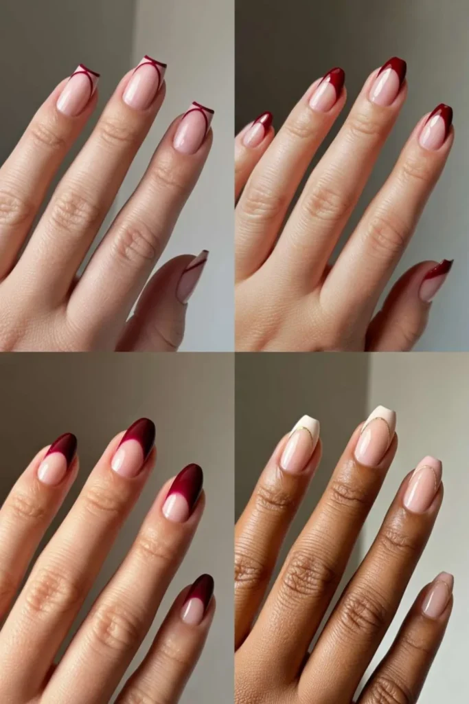 Dark Red French Tips