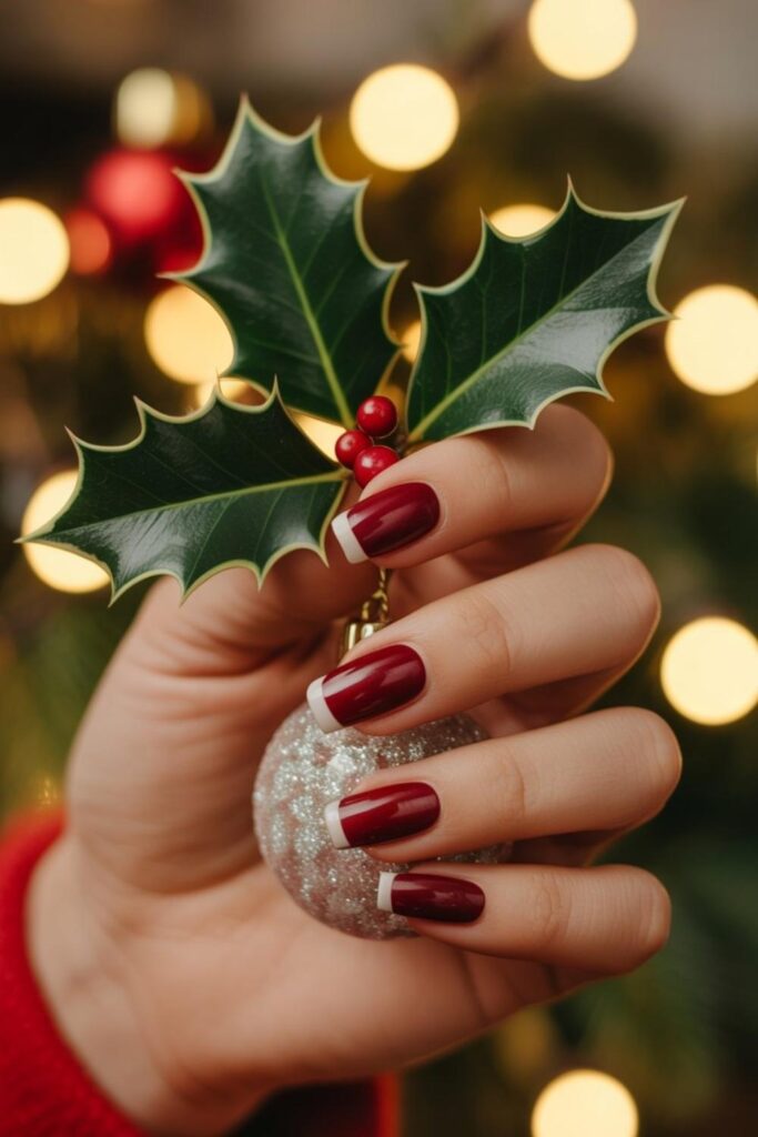 Dark Red French Tips