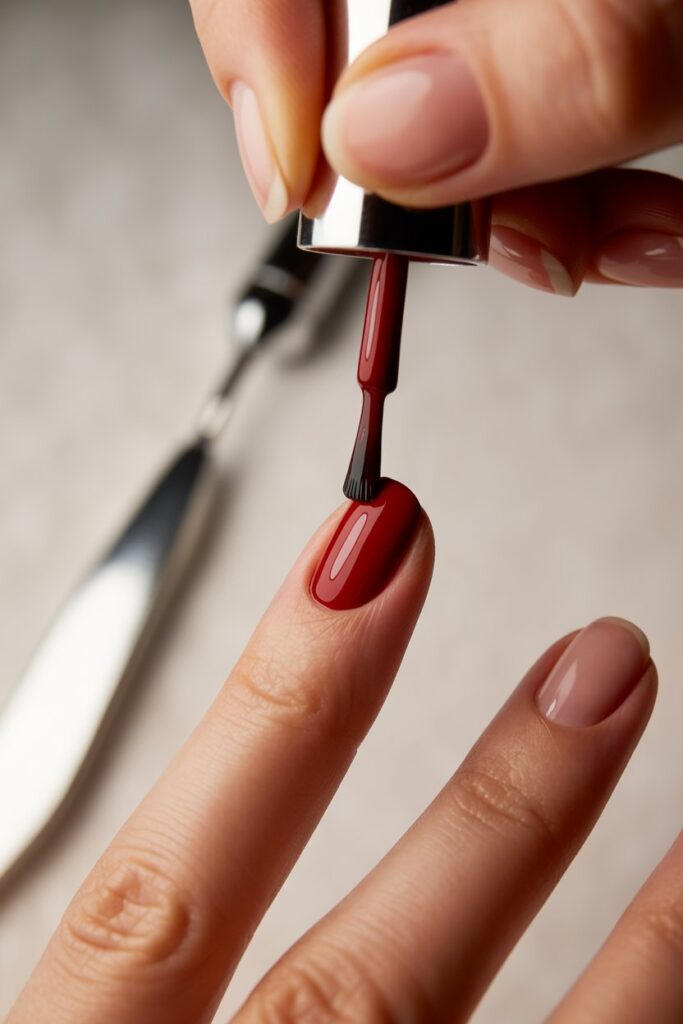 Dark Red Nails