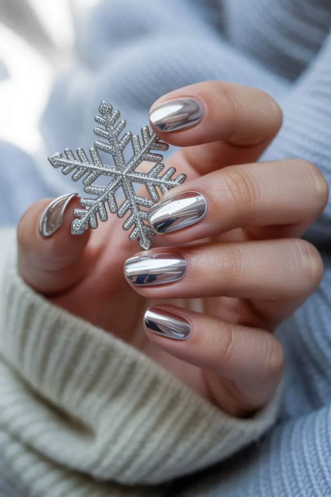 Icy Chrome Nails