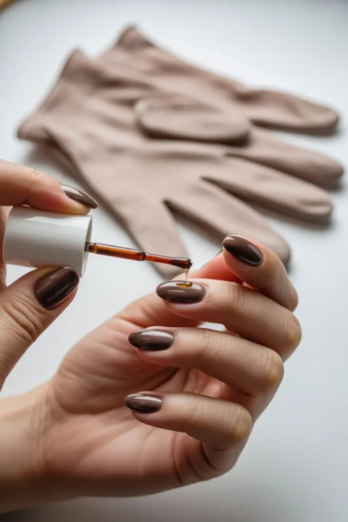 Mocha Chrome Nails