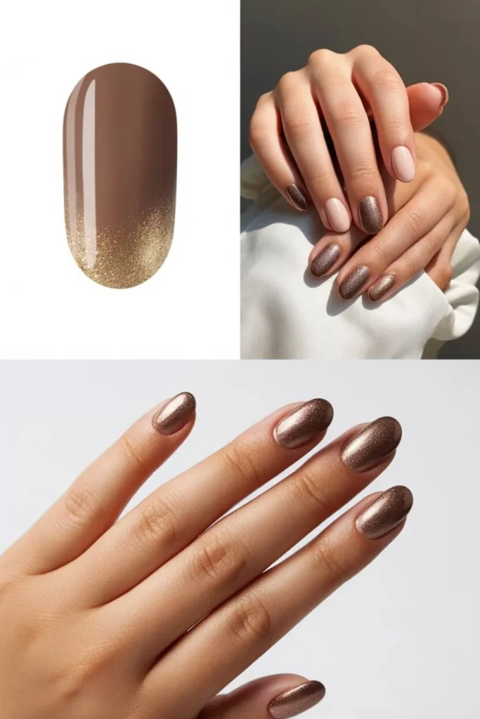 Mocha Chrome Nails
