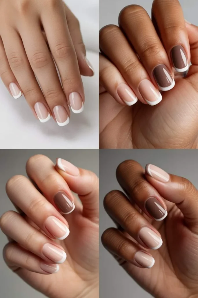 Mocha French Tip Nails