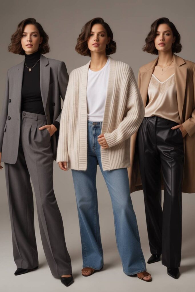 neutral layered outfits