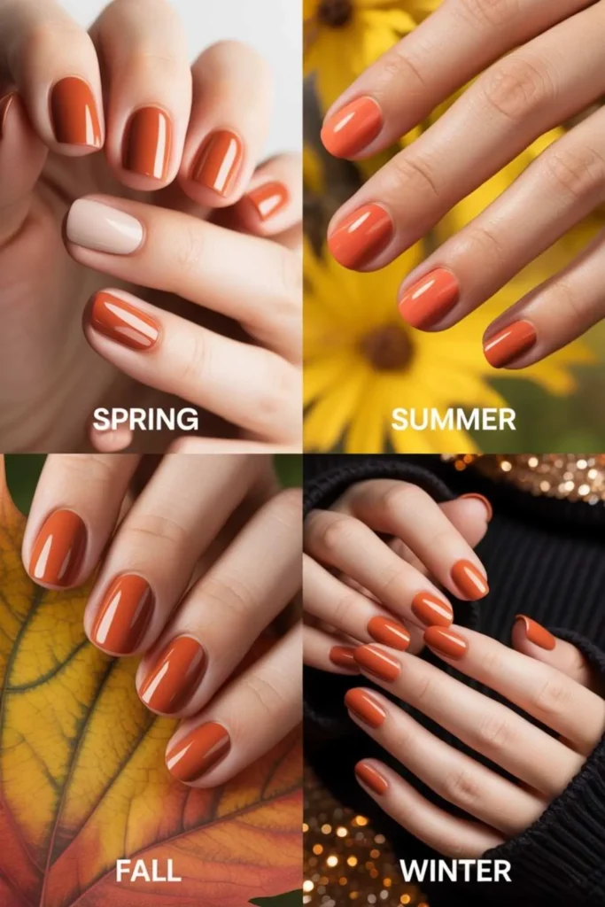 Rust orange nails