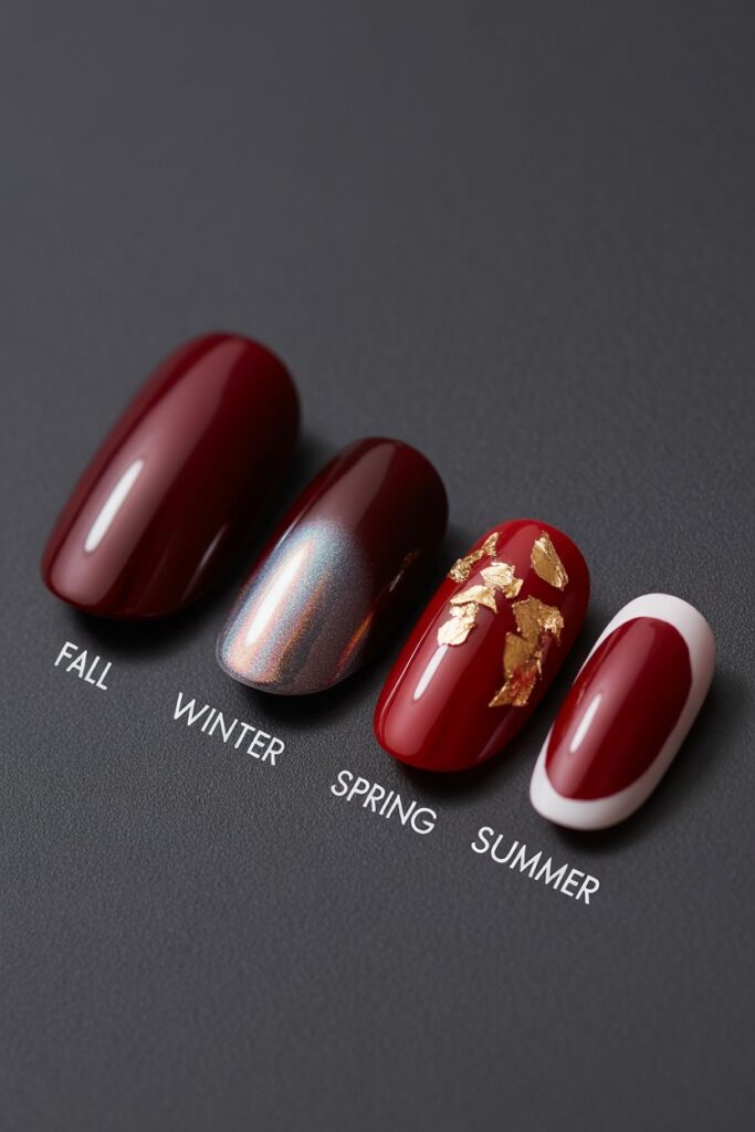 Dark Red Nails