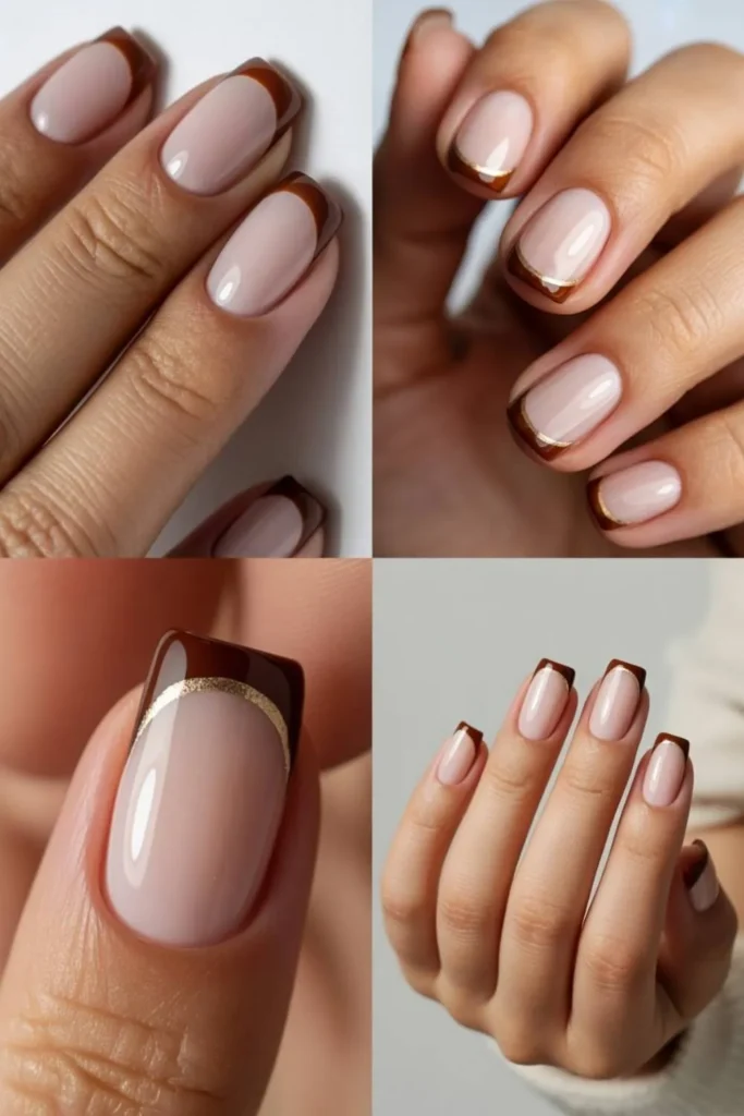 Mocha French Tip Nails