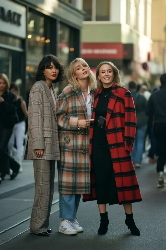 Plaid coat fall outfit