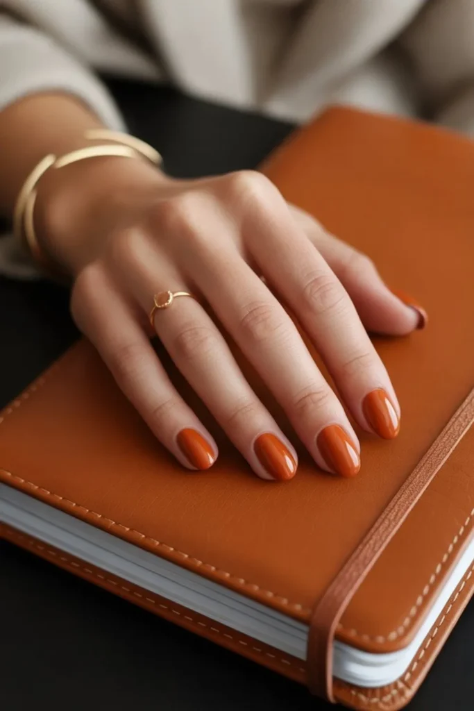 Short Pumpkin Spice Nails