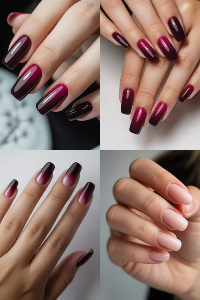 Burgundy Ombre Nails