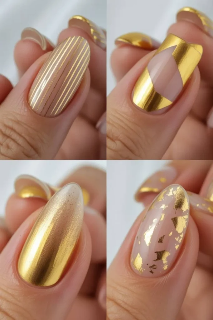 Gold Foil Accent Nails