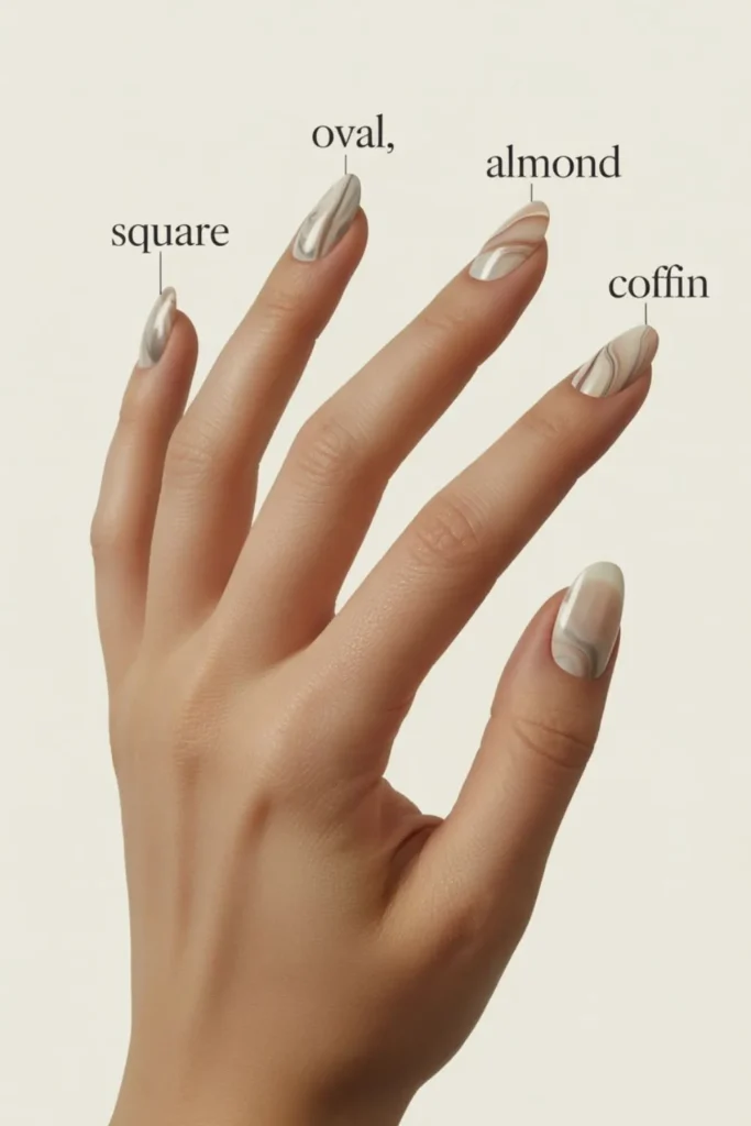 Neutral Marble Fall Nails