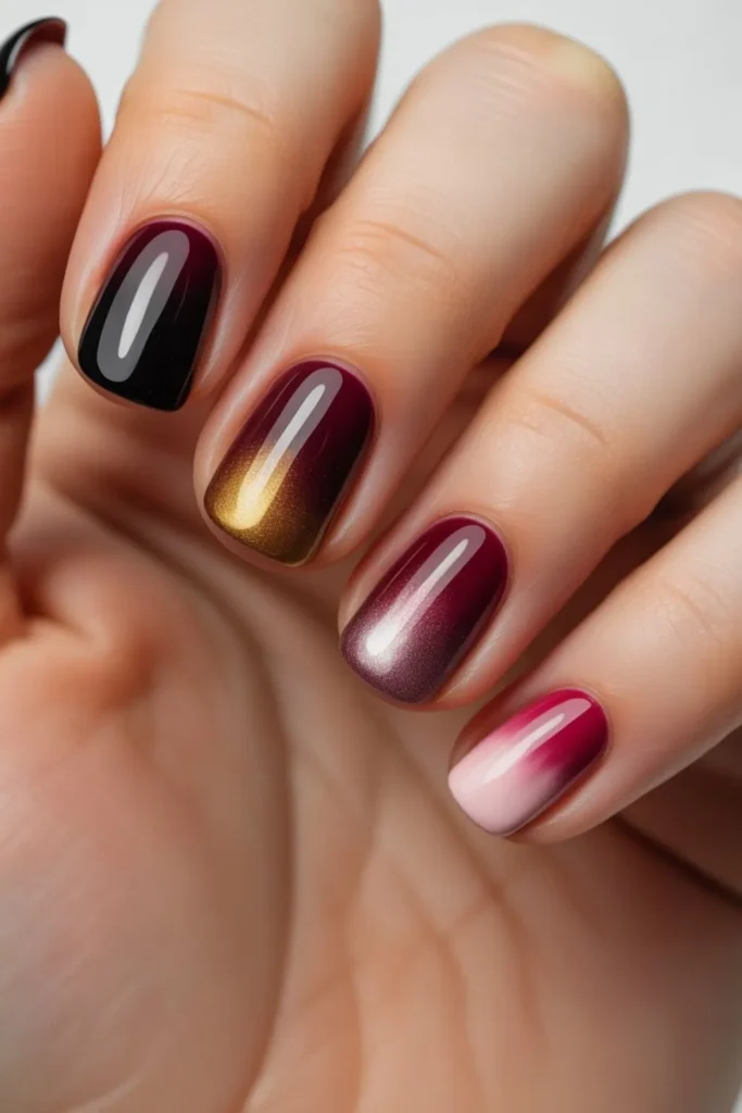 Burgundy Ombre Nails