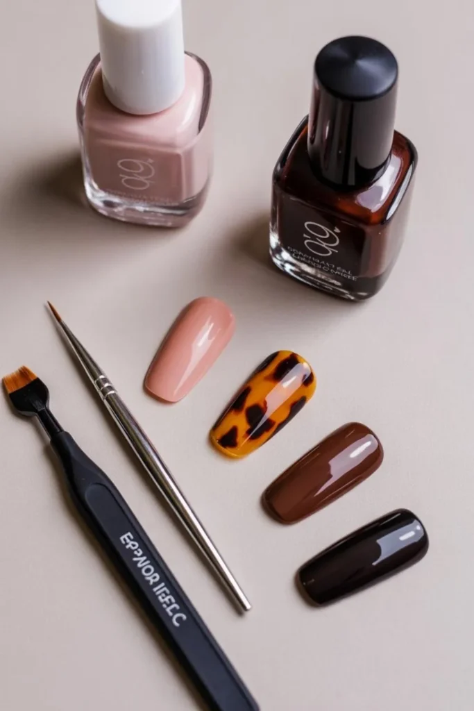 Tortoise Shell Accent Nails
