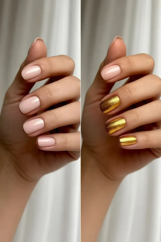Gold Foil Accent Nails