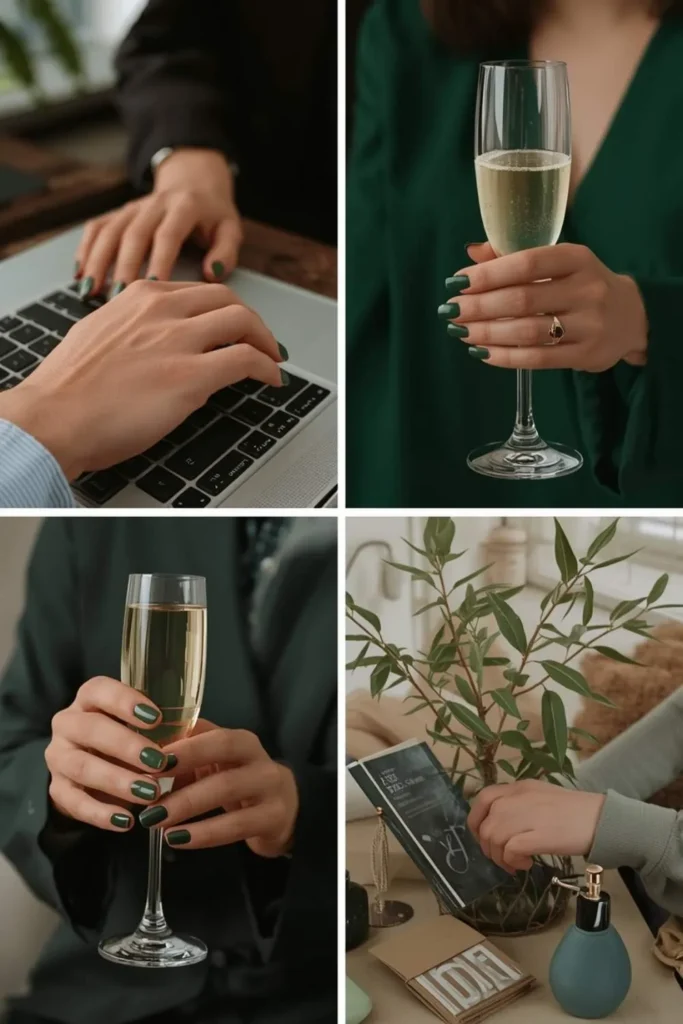 Dark Green Nails