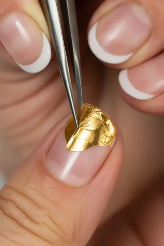 Gold Foil Accent Nails