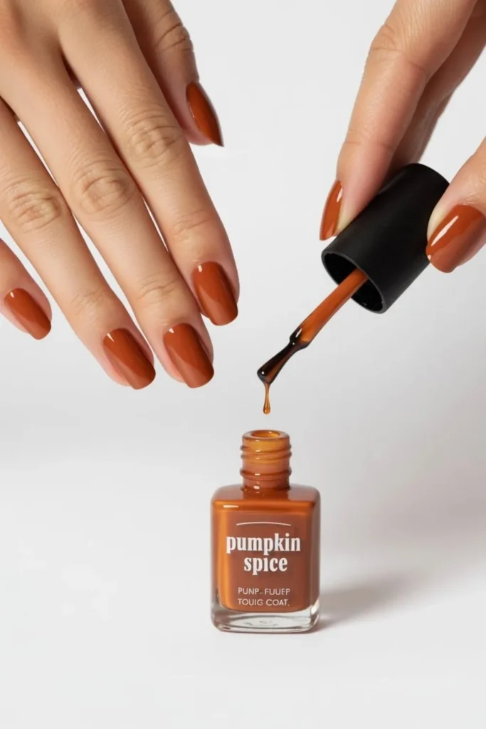 Short Pumpkin Spice Nails
