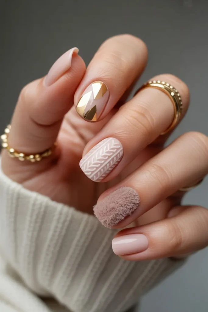 Sweater Texture Nails Design