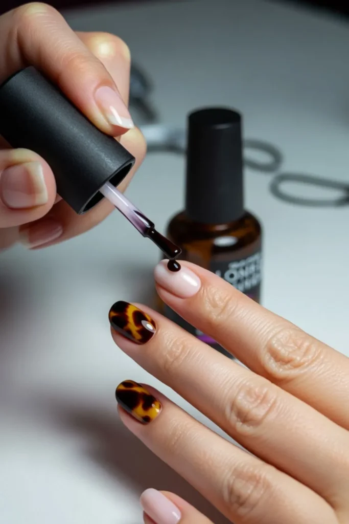 Tortoise Shell Accent Nails