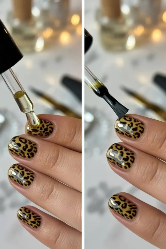 Short Leopard Print Fall Nails