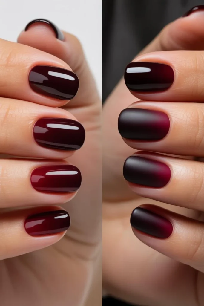 Burgundy Ombre Nails