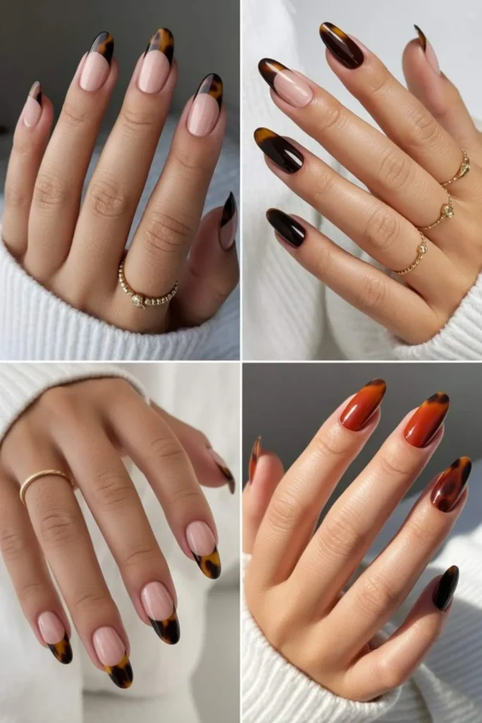 Tortoise Shell Accent Nails