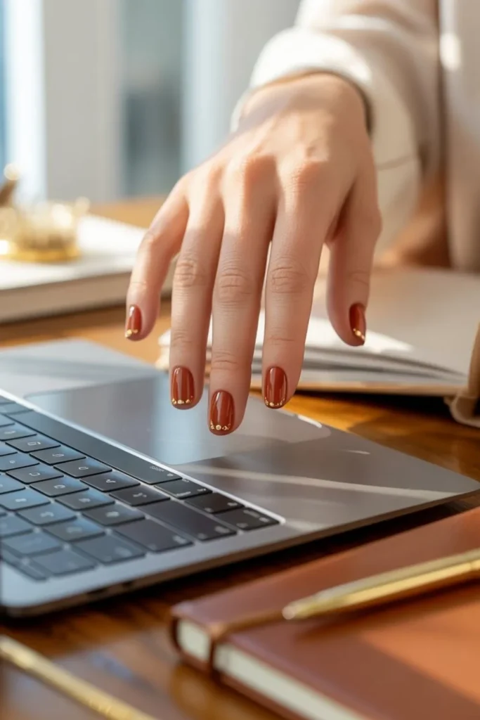 Rust & Gold Accent Nails 2025: The Complete Guide to Fall's Most Sophisticated Manicure Trend 4 Rust & Gold Accent Nails