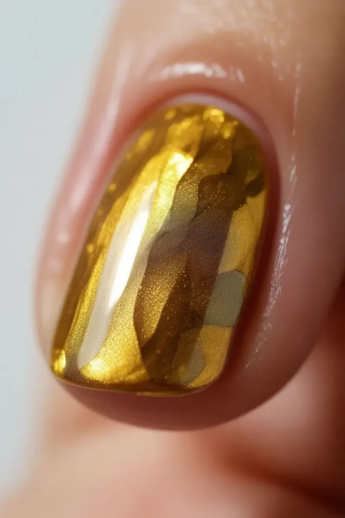 Gold Foil Accent Nails