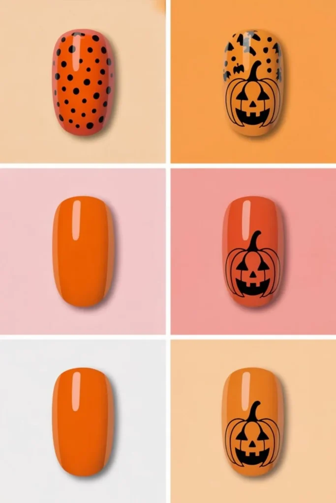 Pumpkin Orange Nails Design