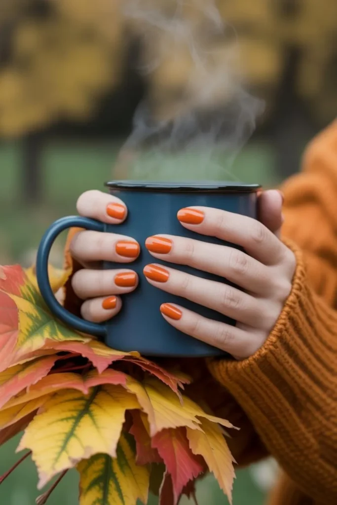 Pumpkin Orange Nails Design