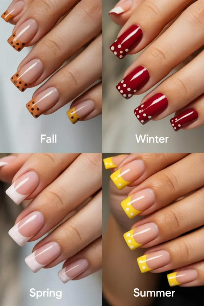 Polka Dot French Tip Nails