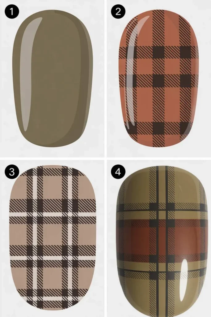 Fall Plaid Nails Design: Master the Cozy Autumn Pattern Trend 3 Fall Plaid Nails Design