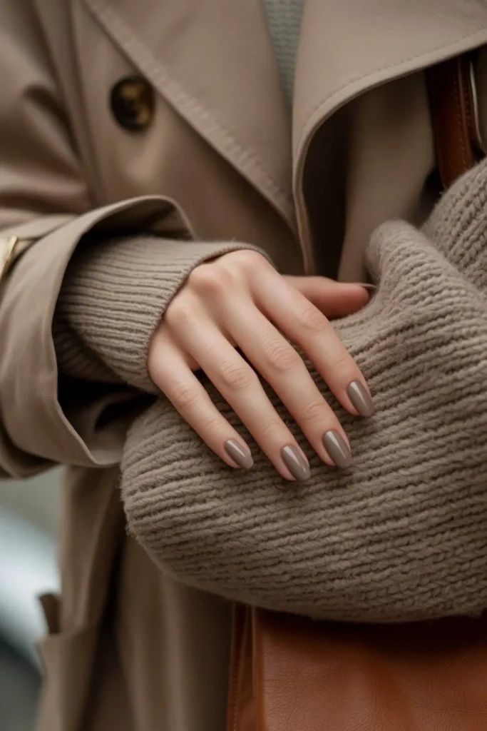 Matte Taupe Nails Autumn
