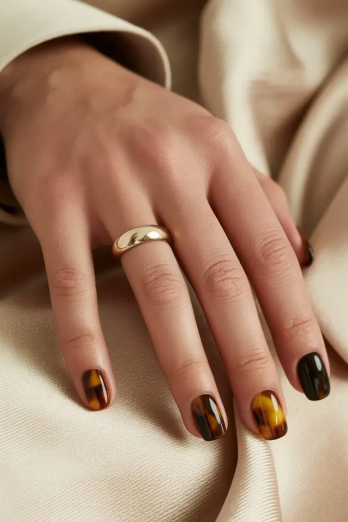 Tortoise Shell Accent Nails