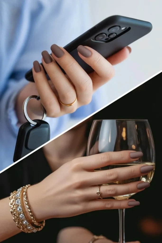 Matte Taupe Nails Autumn