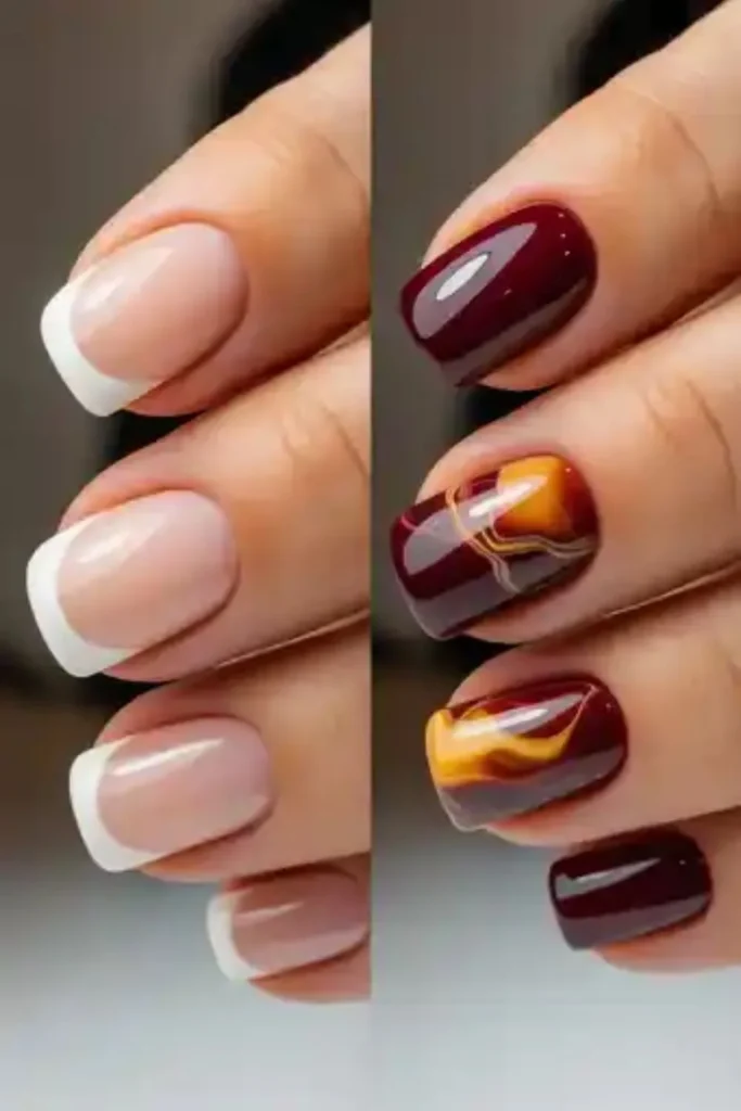 Marble French Fall Nails: The Ultimate 2025 Autumn Nail Trend Guide 1 Marble French Fall Nails