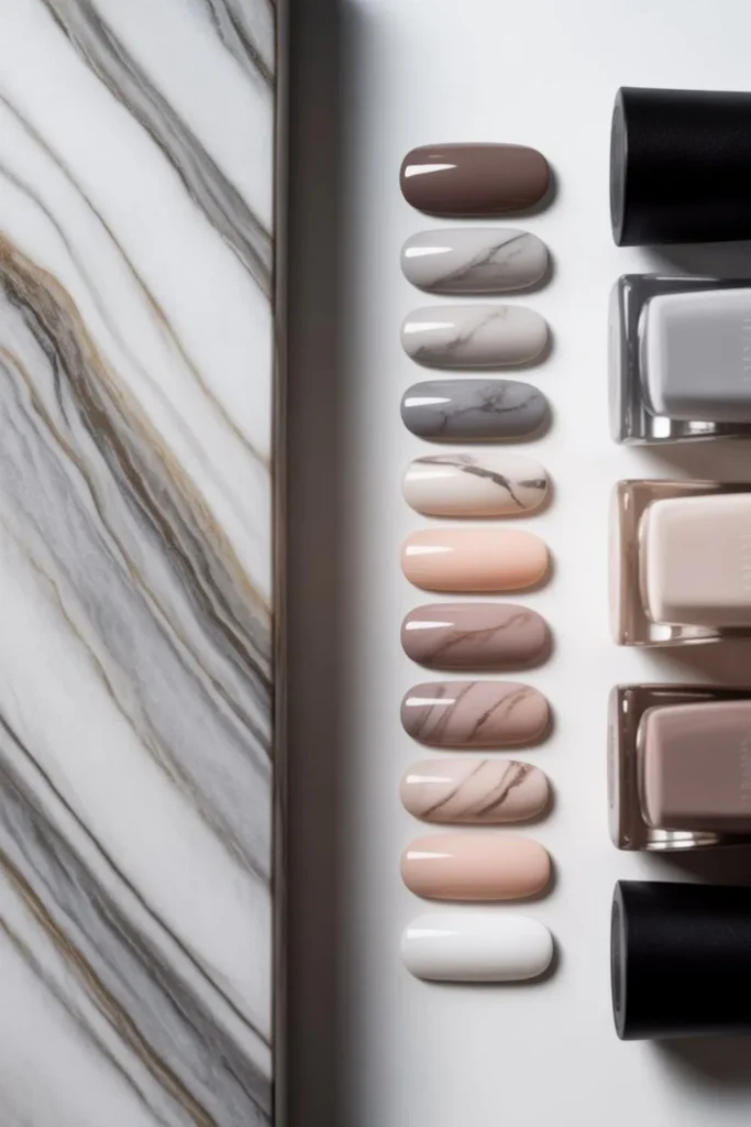 Neutral Marble Fall Nails