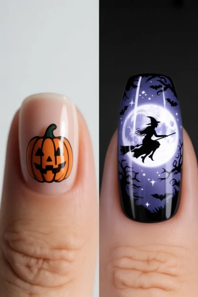 Halloween Nails Coffin Shape 2025