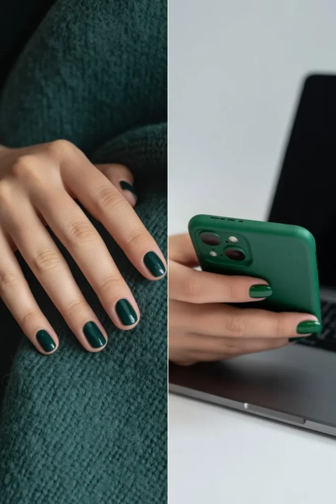 Dark Green Nails