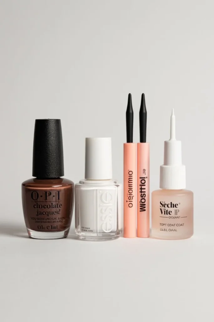 Brown Nails with Polka Dots