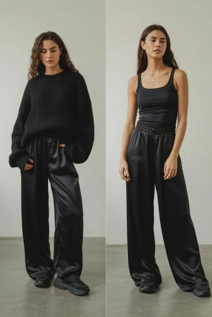 Black Silk Pants Outfit